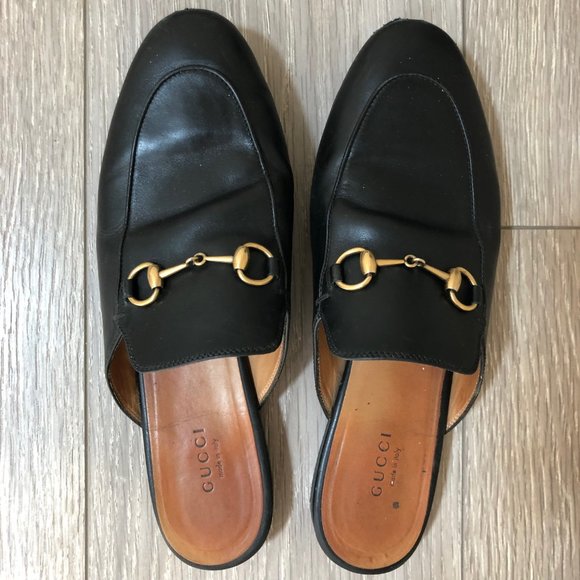 Gucci Shoes - Gucci Black Leather Horsebit Mule Loafers 38.5